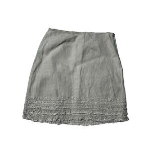 TOMMY BAHAMA Women's Linen Ruffled Skirt‎ Cotton Lined, Khaki Size 4